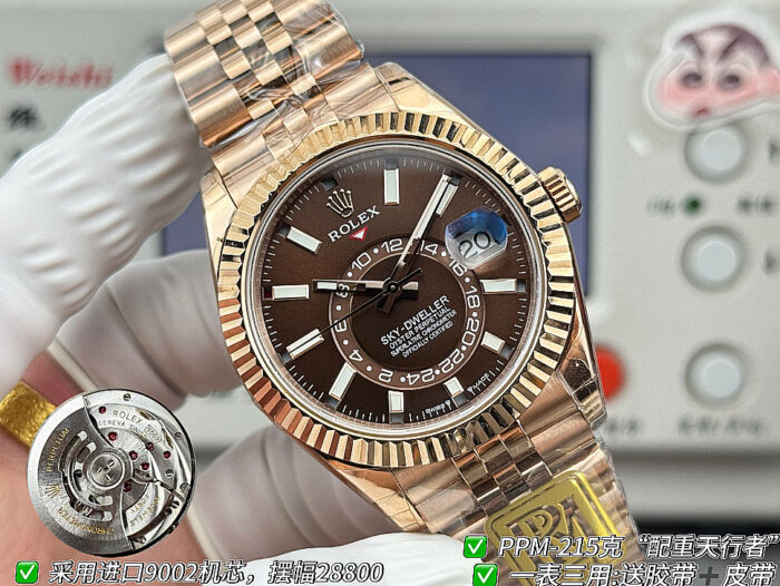 ロレックスコピースカイドゥエラー42 326935チョコレートダイアル加重版215g - 画像 (6)