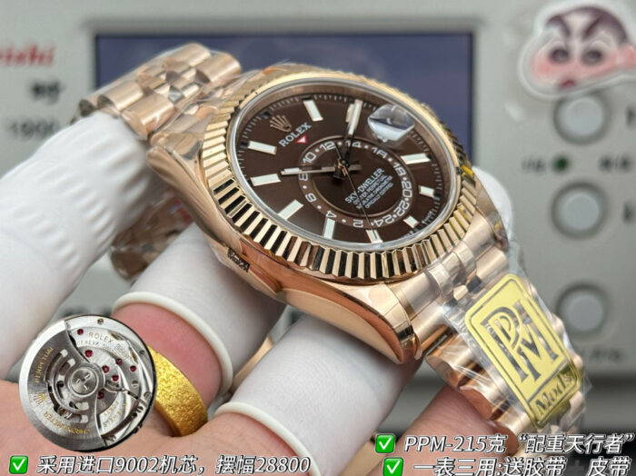ロレックスコピースカイドゥエラー42 326935チョコレートダイアル加重版215g - 画像 (7)