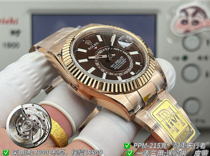 ロレックスコピースカイドゥエラー42 326935チョコレートダイアル加重版215g - 画像 (8)